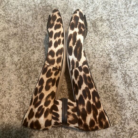 Tory Burch Gigi Block Heel Pump Calf Hair Natural Leopard 8.5 - Picture 4 of 8